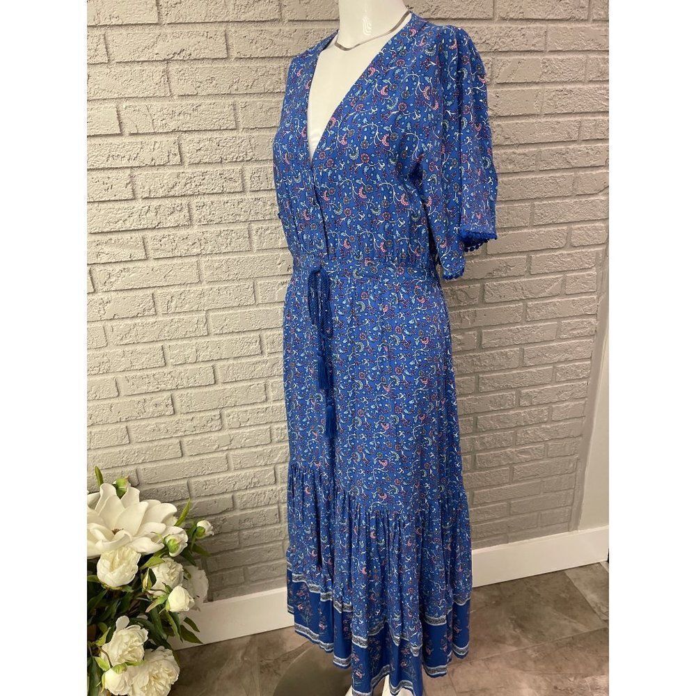 R. Vivimos Blue Floral Print Boho Maxi Dress Size 12/14 - Picture 5 of 10